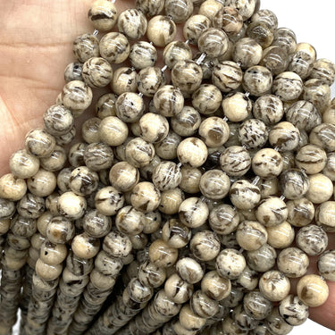 ABCGEMS Madagascan Zebradorite Feldspar Beads (AKA Graphic Feldspath) Healing Energy Crystal Stone Ideal for Bracelet Necklace Ring DIY Jewelry Making Craft Men Women Smooth Round 8mm Zebradorite Feldspar (From Madagascar)
